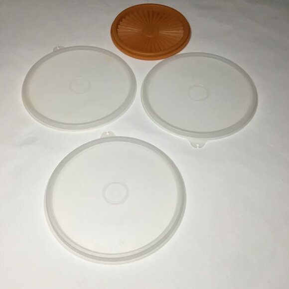 Tupperware lids replacement parts qty. 4 round orange, white - Picture 2 of 4